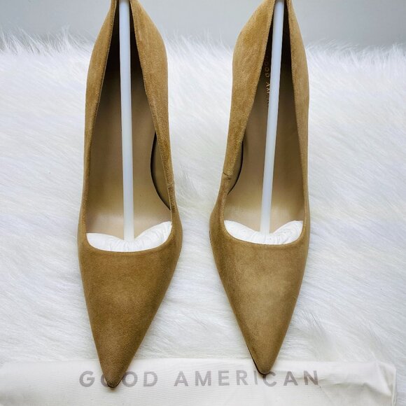 Good American Tan Suede pump heels Size 9.5 Brand new with box - Picture 4 of 7